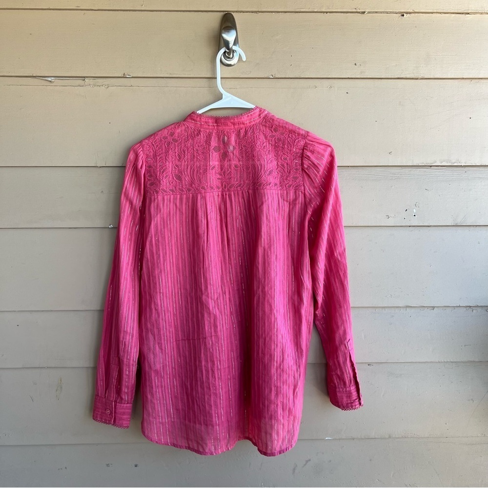 PILCRO ANTHROPOLOGIE The Victoria Lace Button Down in Pink Size 0 Boho Beach - Picture 9 of 11